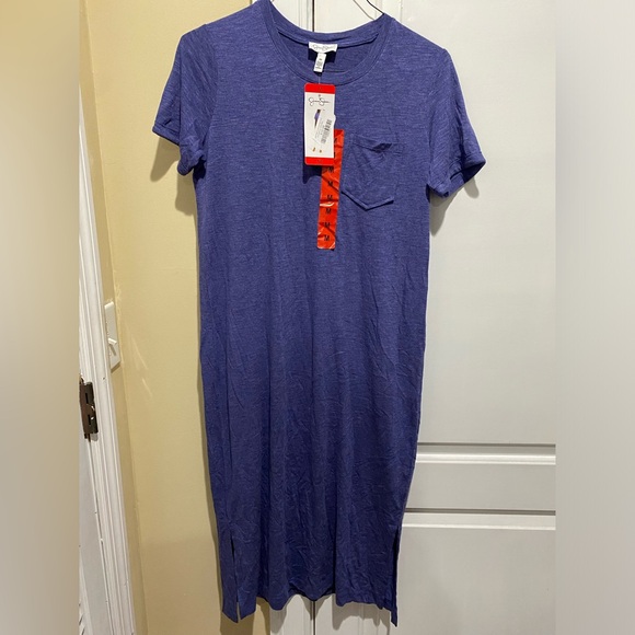 Jessica Simpson Finlee Heather Blue Violet Midi Casual Shirt Dress Size Medium - Picture 3 of 7
